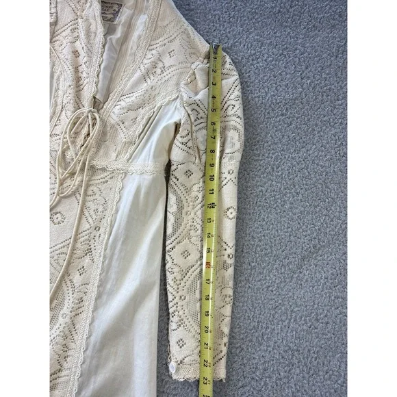 Vintage Gunne Sax Dress Size 7 Crochet Lace Corset Prairie Cottagecore Wedding - Picture 9 of 16